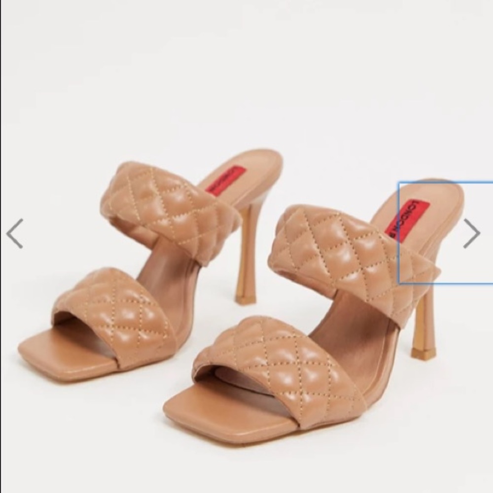 ASOS London Rebel quilted mules in beige